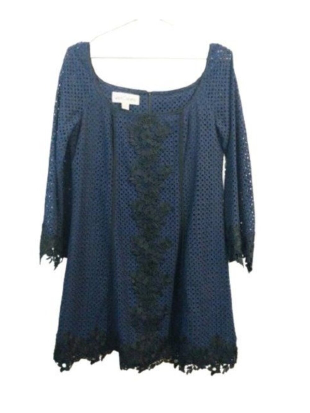 Sara Campbell | Perforated Lace Floral Eyelet Dress Navy Black